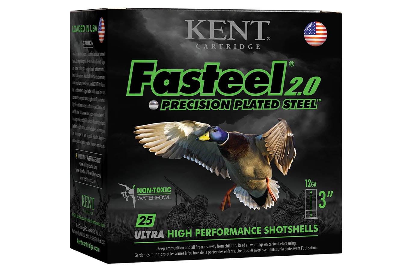 KENT CARTRIDGE 12-Gauge 3 Inch 1 1/4oz 3 Shot Fasteel 2.0 25/Box